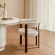 Lot de 2 chaises de salle à manger SKLUM Jolie avec accoudoirs en tissu chenille beige crème et bois marron foncé