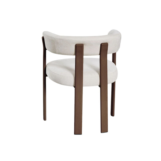 Lot de 2 chaises de salle à manger SKLUM Jolie avec accoudoirs en tissu chenille beige crème et bois marron foncé