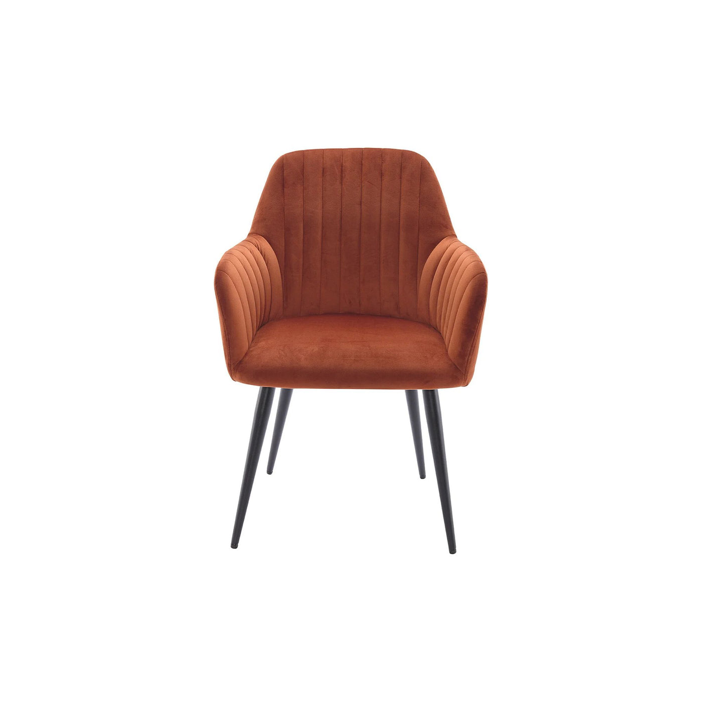 Lot de 2 Chaises Eleana avec accoudoirs en velours Terracotta et métal noir