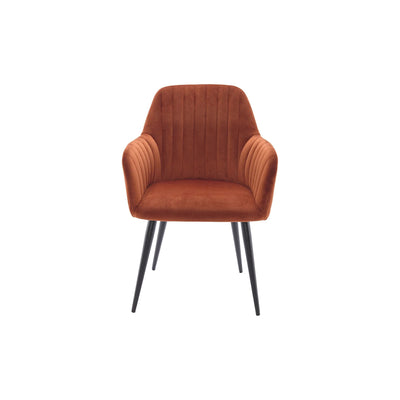 Lot de 2 Chaises Eleana avec accoudoirs en velours Terracotta et métal noir