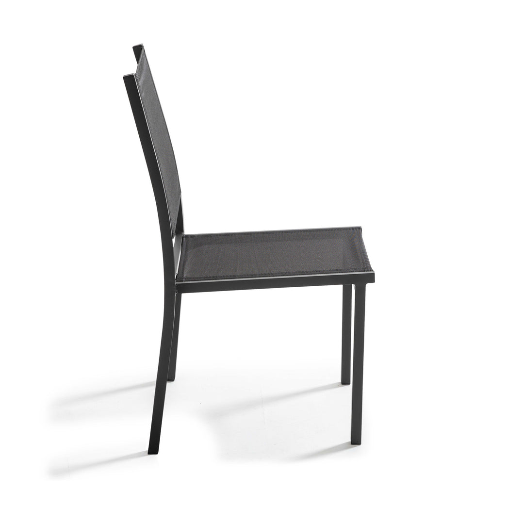 Lot de 4 chaises de jardin en aluminium et textilène-modele AJACCIO Noir