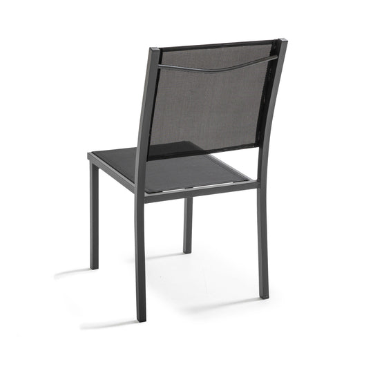 Lot de 4 chaises de jardin en aluminium et textilène-modele AJACCIO Noir