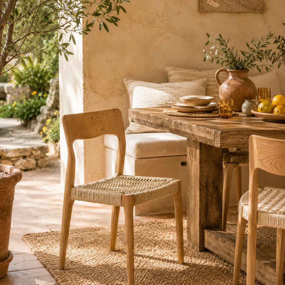Lot de 2 chaises GABAR en bois de frêne avec assise tressée