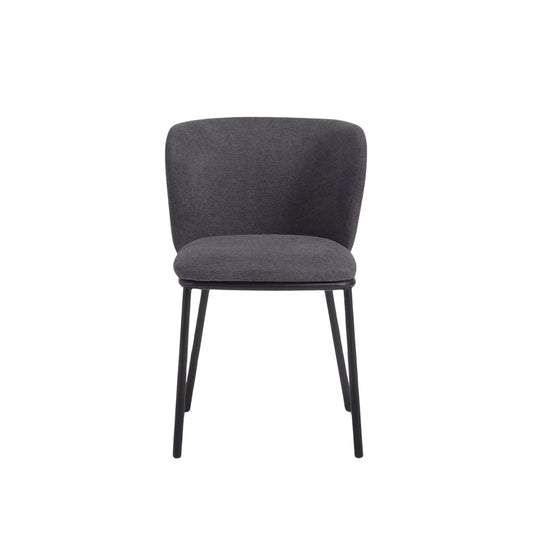 Lot de 2 chaises KAVE Home Ciselia en tissu chenille Gris foncé et pieds acier