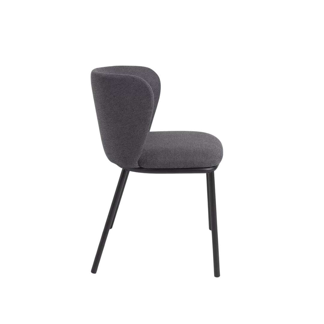 Lot de 2 chaises KAVE Home Ciselia en tissu chenille Gris foncé et pieds acier