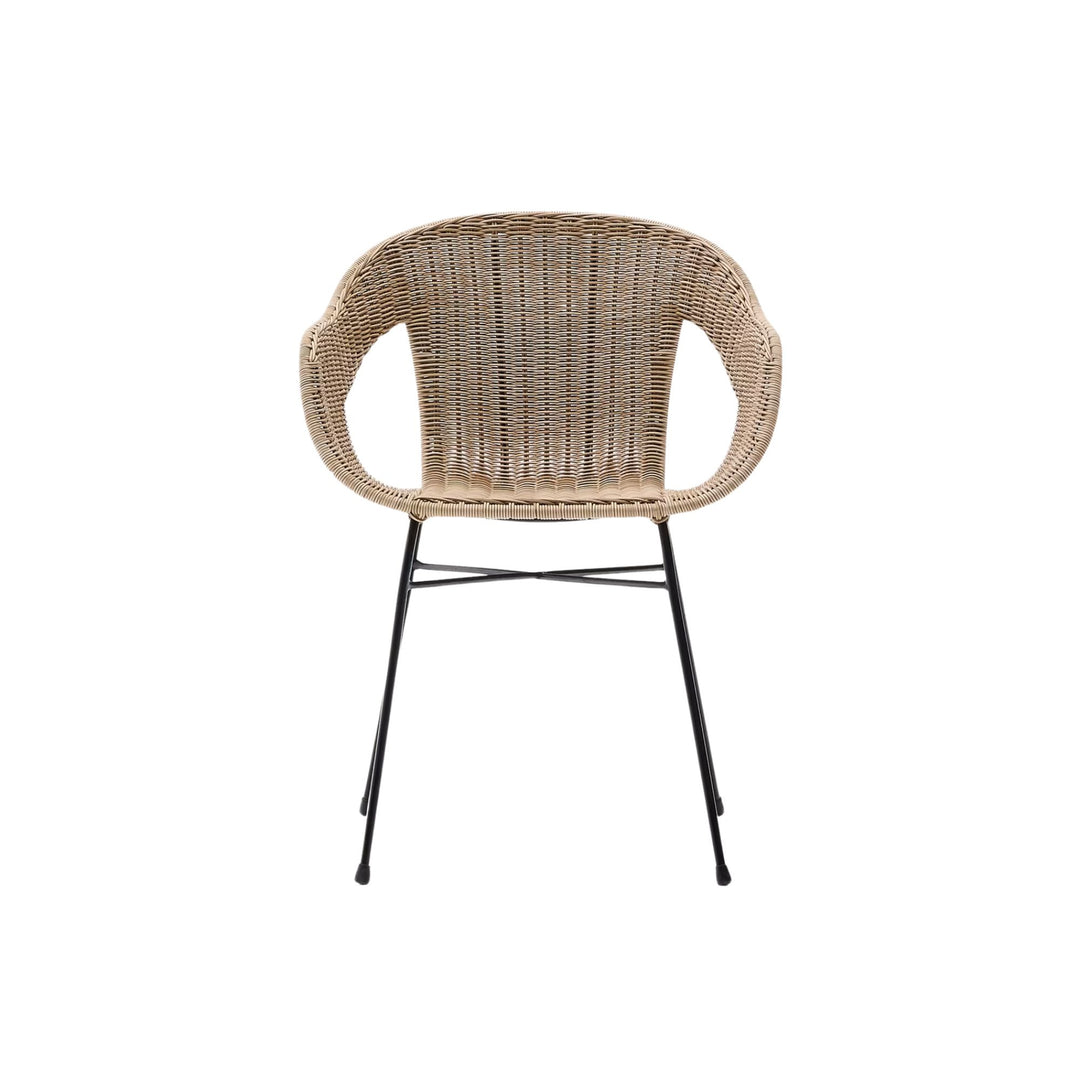 Lot de 2 chaises KAVE HOME Eltiera empilable en rotin synthétique avec structure en acier Noir