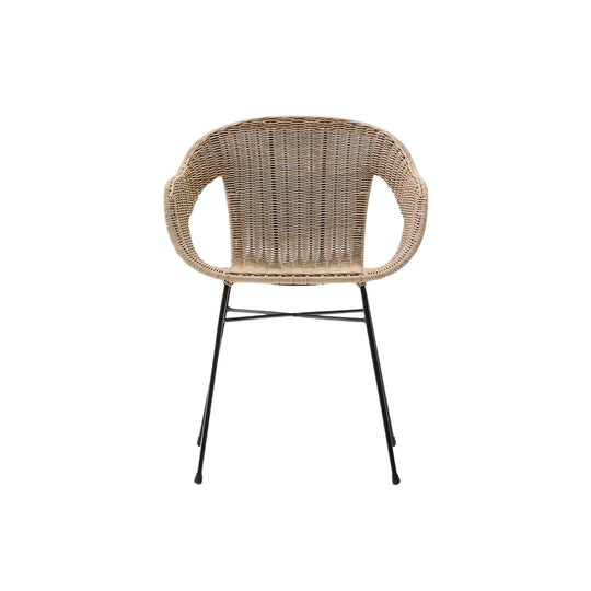 Lot de 2 chaises KAVE HOME Eltiera empilable en rotin synthétique avec structure en acier Noir