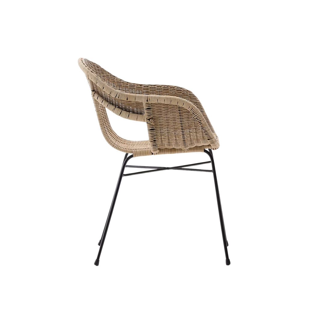Lot de 2 chaises KAVE HOME Eltiera empilable en rotin synthétique avec structure en acier Noir