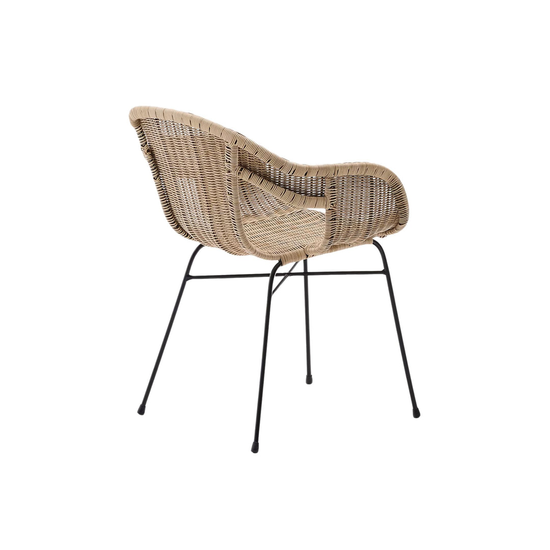 Lot de 2 chaises KAVE HOME Eltiera empilable en rotin synthétique avec structure en acier Noir