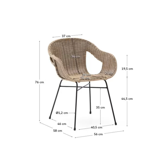 Lot de 2 chaises KAVE HOME Eltiera empilable en rotin synthétique avec structure en acier Noir