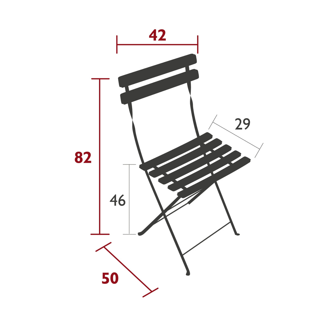 Lot de 2 chaises pliantes FERMOB Bistro en bois naturel et acier bleu maya