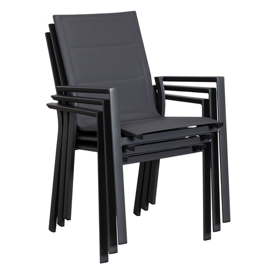 Lot de 2 chaises SKLUM Karena de jardin empilables avec accoudoirs en aluminium Gris graphite