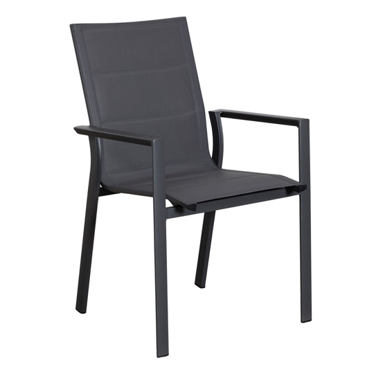 Lot de 2 chaises SKLUM Karena de jardin empilables avec accoudoirs en aluminium Gris graphite