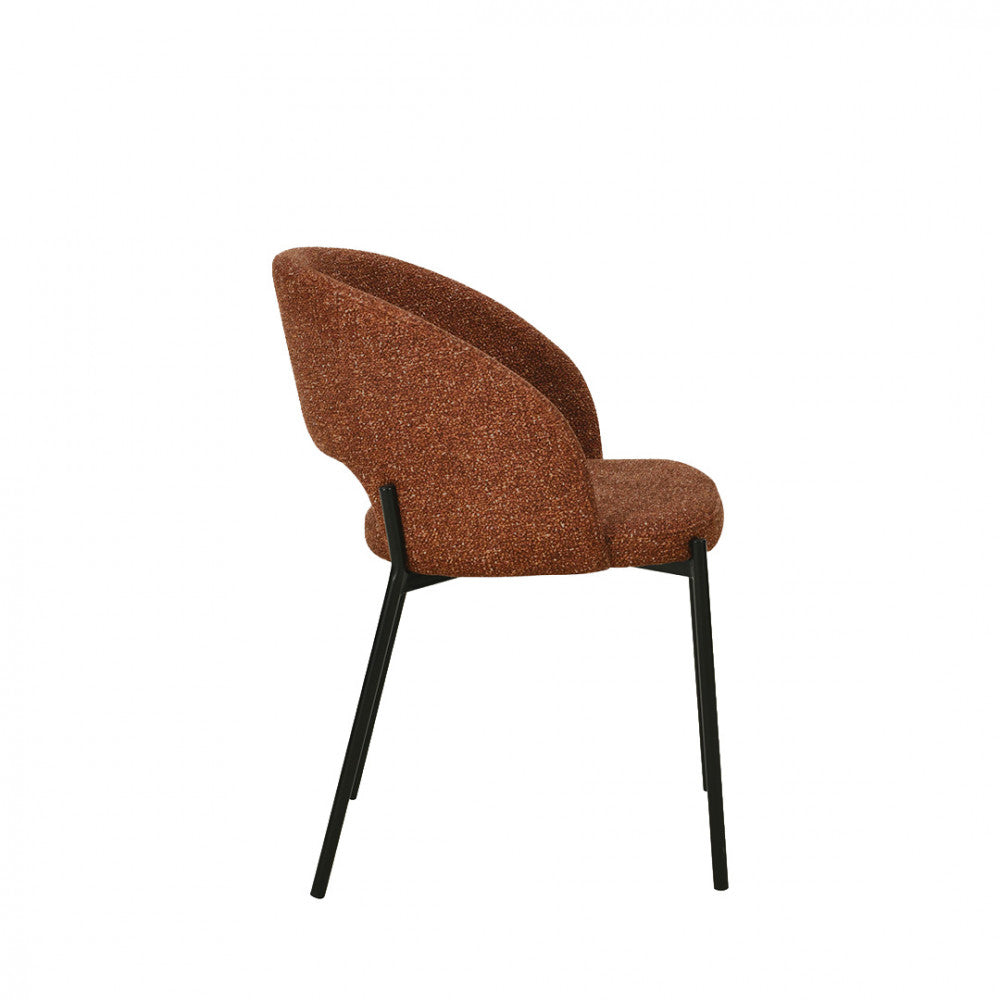 Lot de 4 chaises DRAWER Soren en tissu rouille chiné et métal