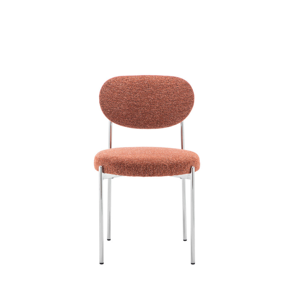 Lot de 2 chaises DRAWER Kyoto en tissu bouclette rouille et métal
