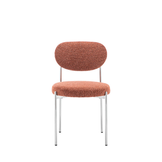 Lot de 2 chaises DRAWER Kyoto en tissu bouclette rouille et métal