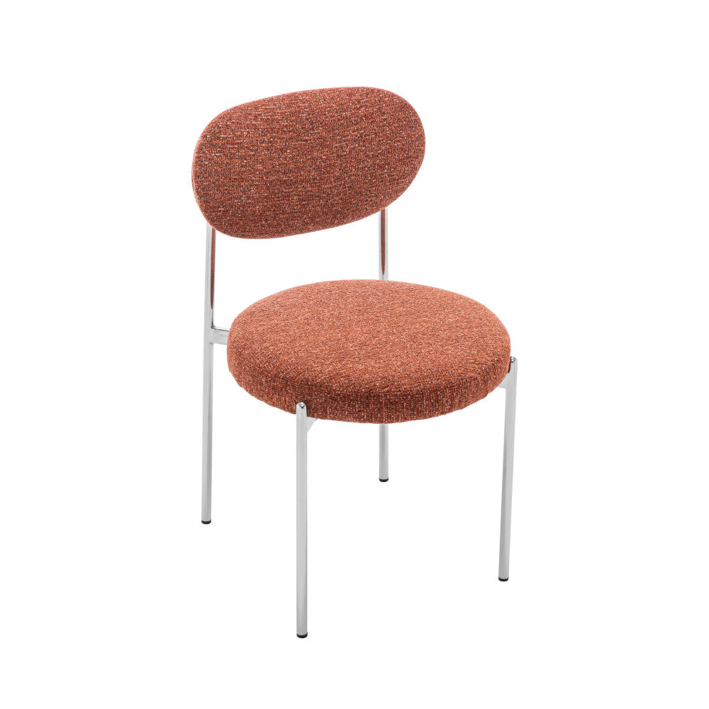 Lot de 2 chaises DRAWER Kyoto en tissu bouclette rouille et métal
