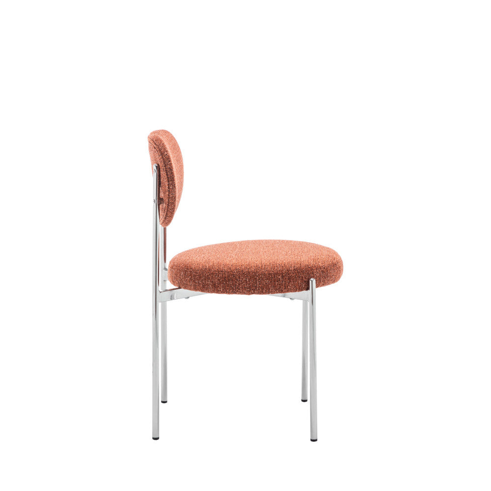 Lot de 2 chaises DRAWER Kyoto en tissu bouclette rouille et métal