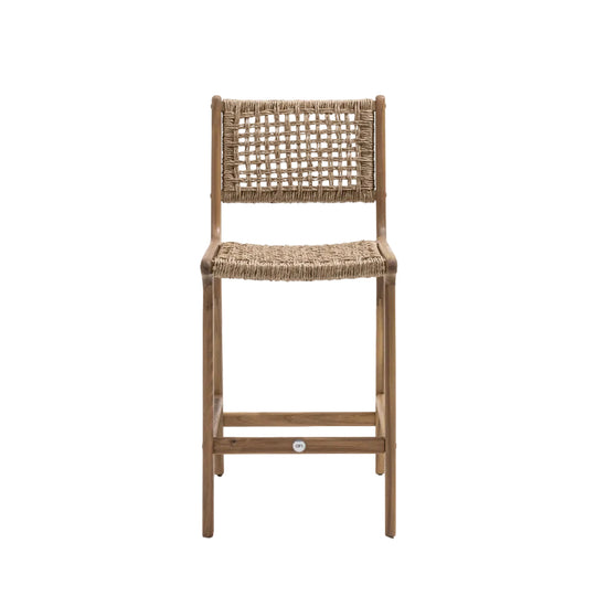 Lot de 2 tabourets de bar DRAWER Lexia intérieur/extérieur en bois d'acacia et résine tressée H76cm