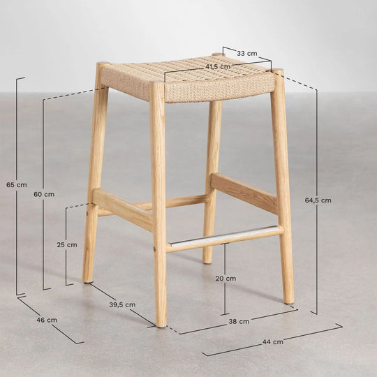 Lot de 2 tabourets hauts SKLUM Mara en Bois de Chêne et Corde Tressée (66 cm)