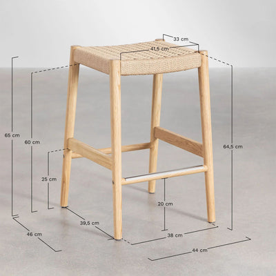 Lot de 2 tabourets hauts SKLUM Mara en Bois de Chêne et Corde Tressée (66 cm)