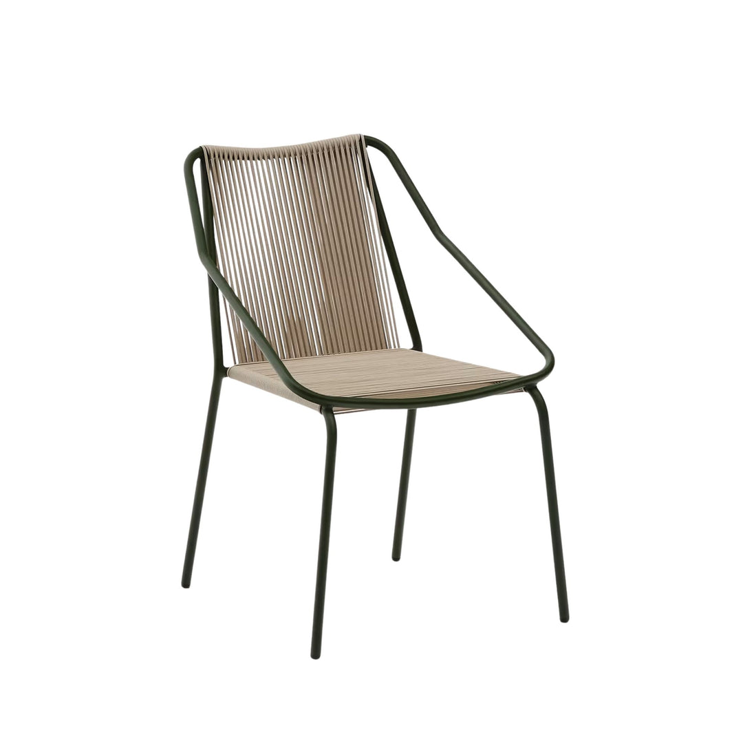 Lot de 4 chaises d’extérieur Zivia en corde écrue et acier galvanisé vert Kave Home