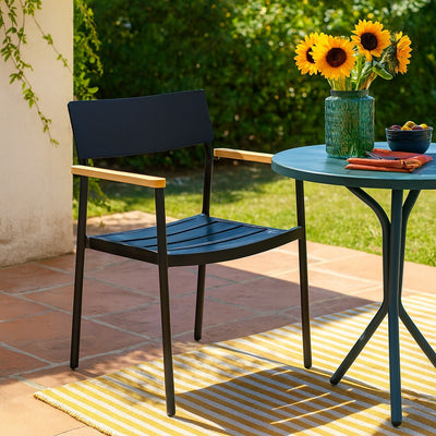 Lot de 4 chaises de jardin en aluminium et bois FSC® avec accoudoirs