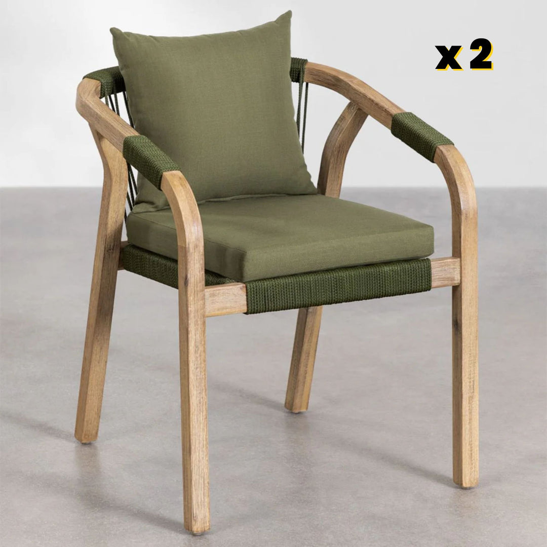Lot de 2 chaises de jardin SKLUM Dubaï avec accoudoirs en bois d'acacia