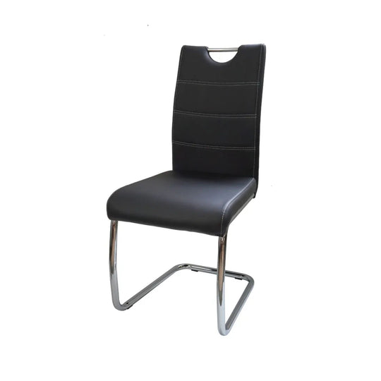 Lot de 4 chaises de salle à manger Raffie en métal et PU noir