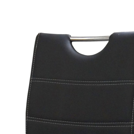 Lot de 4 chaises de salle à manger Raffie en métal et PU noir
