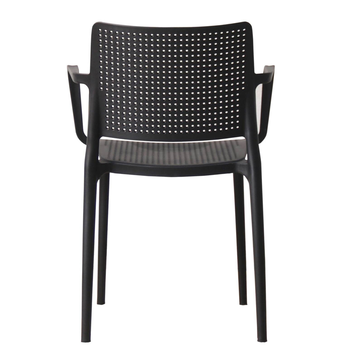 Lot de 4 chaises de jardin avec accoudoirs en plastique ajourée Oviala RIGA Noire