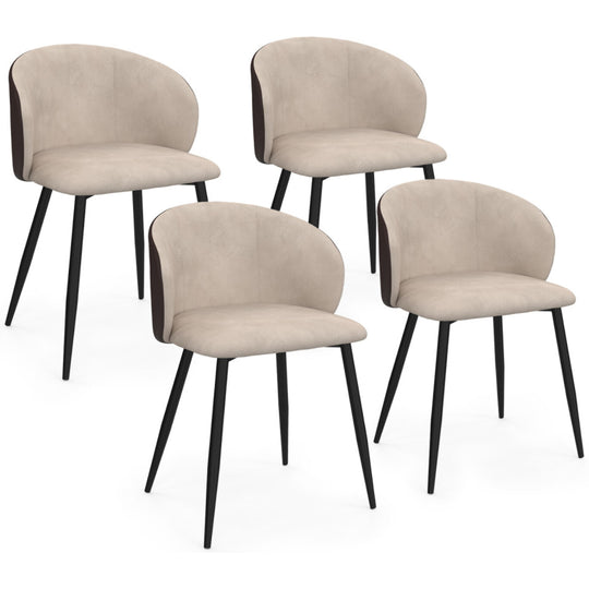 Lot de 4 chaises Idomya Léona  bi-matière taupe et marron pieds métal noirs