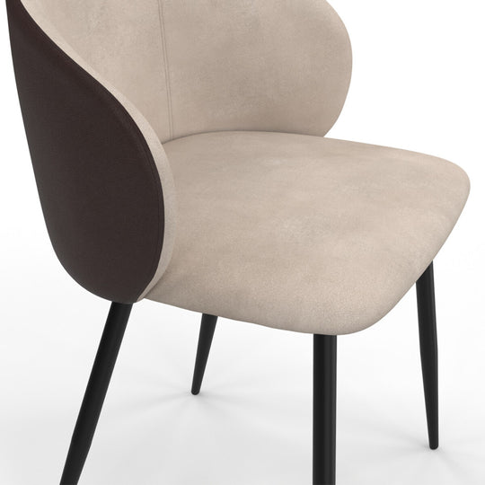Lot de 4 chaises Idomya Léona  bi-matière taupe et marron pieds métal noirs
