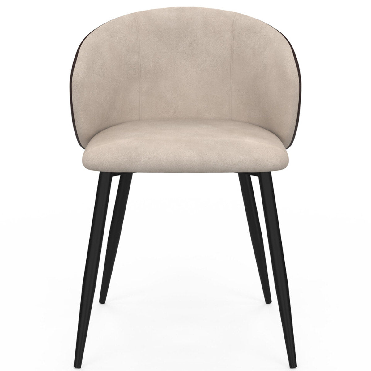 Lot de 4 chaises Idomya Léona  bi-matière taupe et marron pieds métal noirs