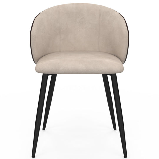 Lot de 4 chaises Idomya Léona  bi-matière taupe et marron pieds métal noirs