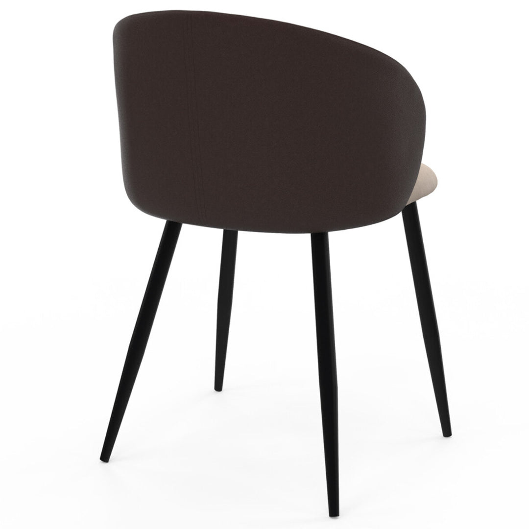 Lot de 4 chaises Idomya Léona  bi-matière taupe et marron pieds métal noirs