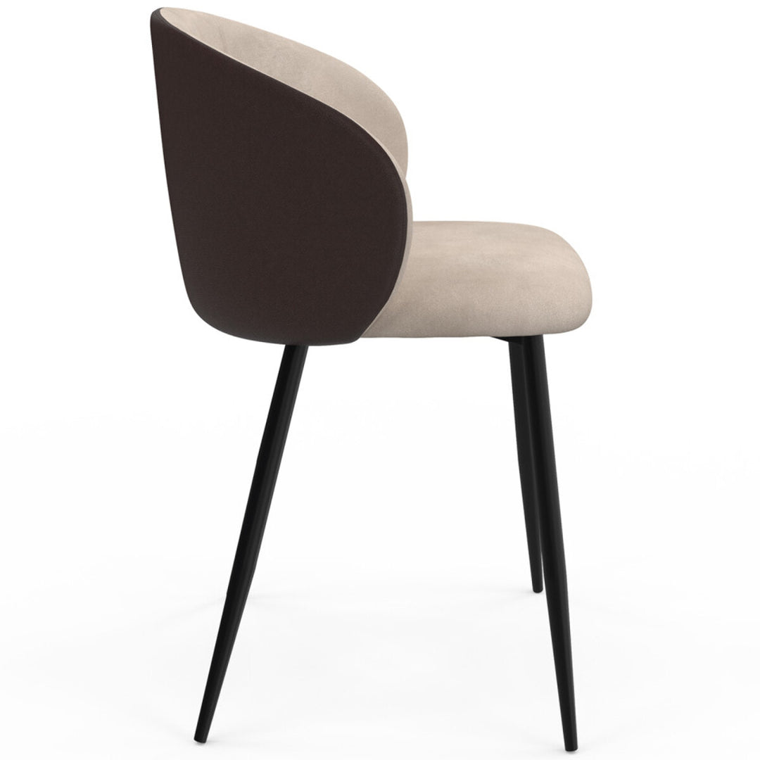 Lot de 4 chaises Idomya Léona  bi-matière taupe et marron pieds métal noirs