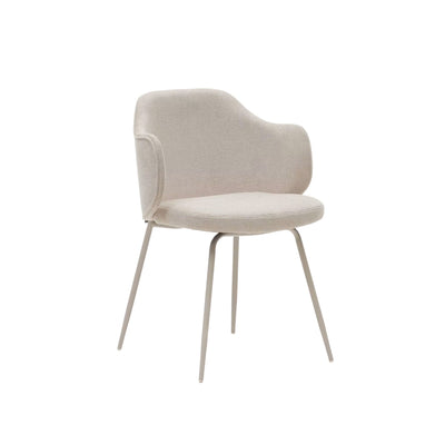 Lot de 4 Chaises KAVE HOME Yunia beige avec pieds en acier finition peinture beige FSC 100%