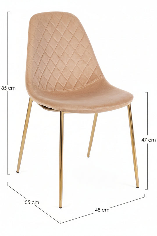 Lot de 4 Chaises Bizzotto Terry beige et doré