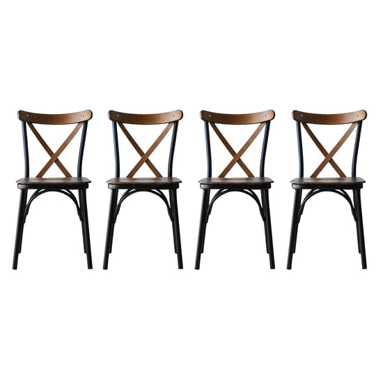Lot de 4 Chaises LES TENDANCES Loryne en métal noir et bois massif foncé