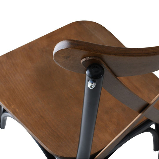 Lot de 4 Chaises LES TENDANCES Loryne en métal noir et bois massif foncé