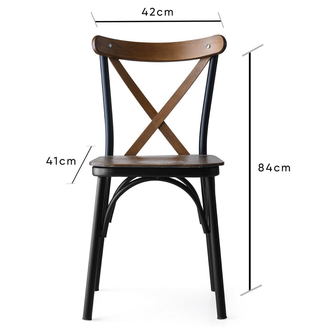 Lot de 4 Chaises LES TENDANCES Loryne en métal noir et bois massif foncé