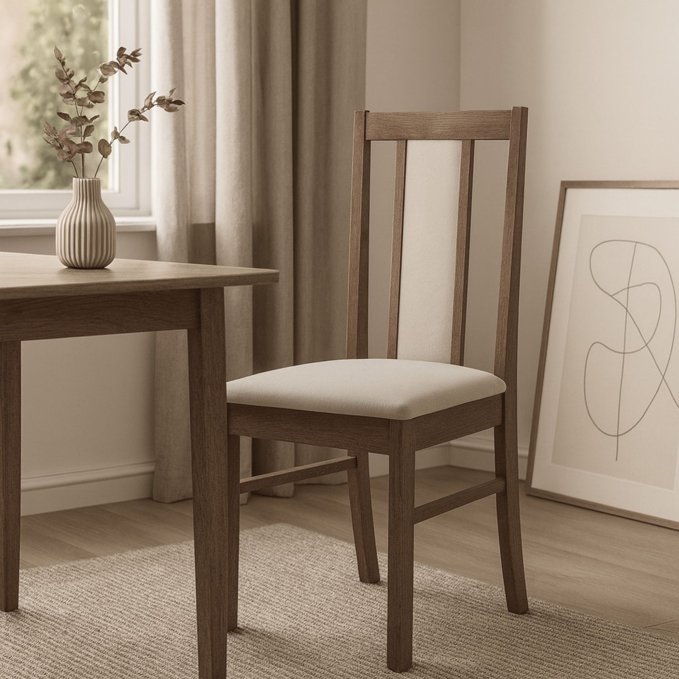 Lot de 6 Chaises LES TENDANCES Louiza en bois et tissu