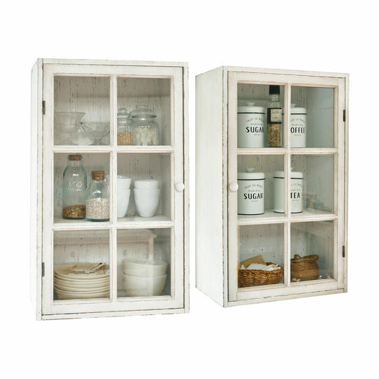 Lot 2 armoires suspendues LOBERON Piavo blanc vieilli — photo produit