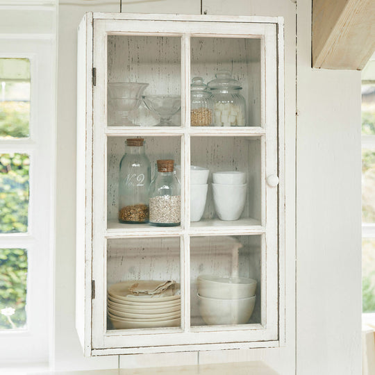 Lot 2 armoires suspendues LOBERON Piavo blanc vieilli — photo produit