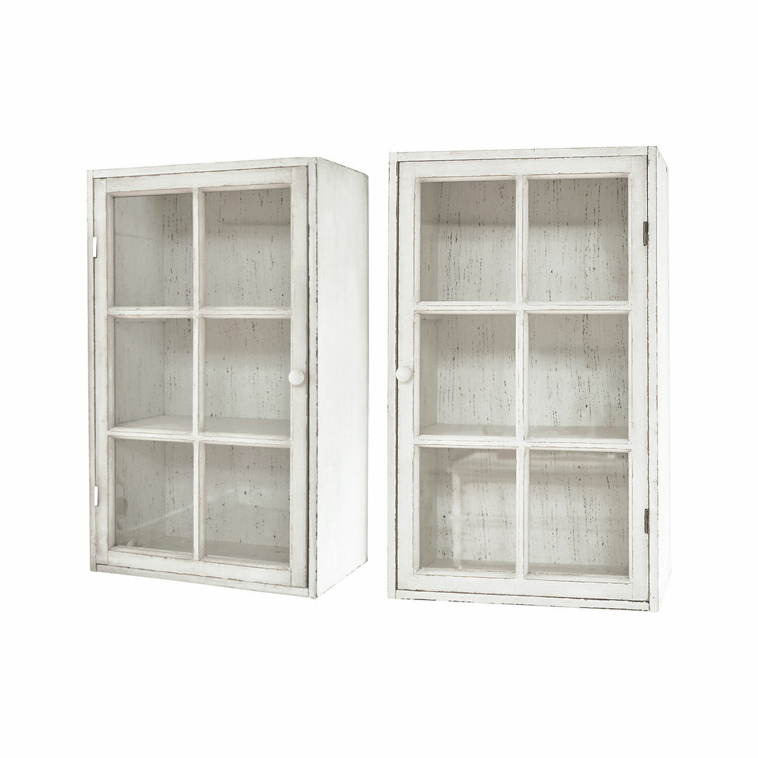 Lot 2 armoires suspendues LOBERON Piavo blanc vieilli — photo produit