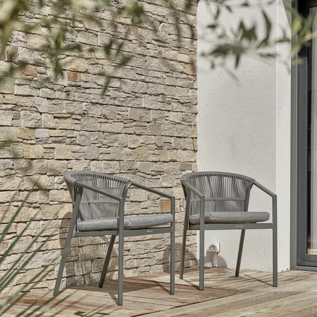 Lot de 2 fauteuils de jardin Remarquable Gambi gris anthracite — photo produit