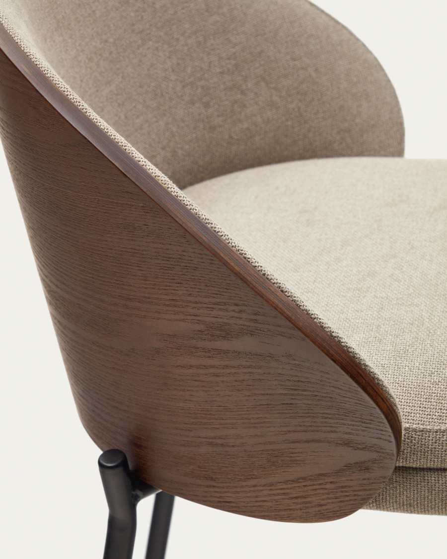 Lot de 2 tabourets KAVE HOME Eamy chenille marron clair 65cm — photo produit