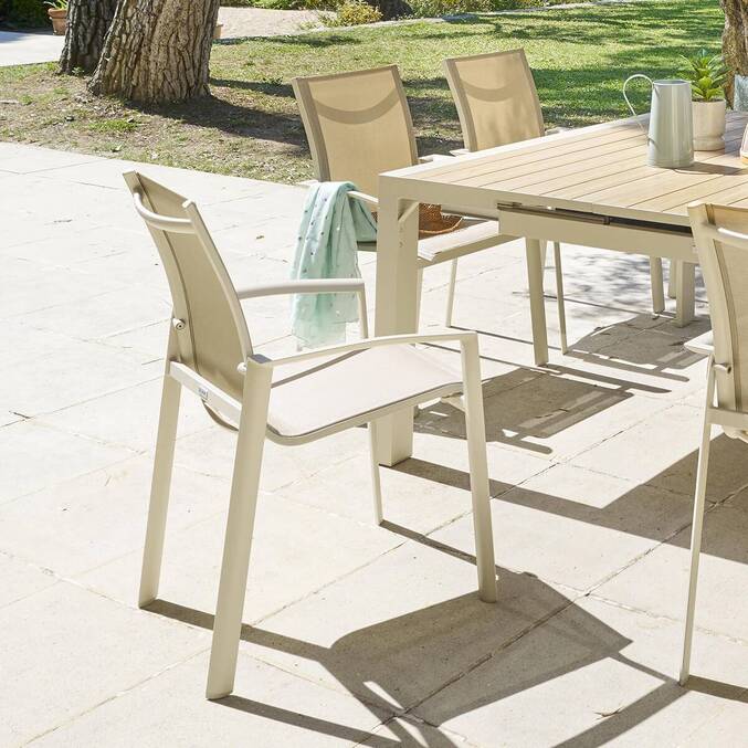Lot de 3 Fauteuils de jardin empilables HESPERIDE Axant Lin — photo produit