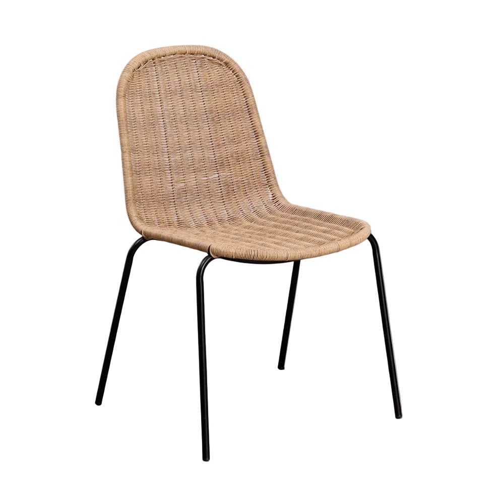 Lot de 4 chaises SKLUM Reiven empilable en rotin et métal — photo produit